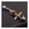 Heart Shape Little Angle Wings Navel Ring Nail    gold plated black zircon - Mega Save Wholesale & Retail - 2
