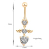 Heart Shape Little Angle Wings Navel Ring Nail   gold plated white zircon - Mega Save Wholesale & Retail - 4
