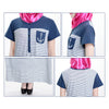 Muslim Women Garments Short Sleeve Robe Stripe Dress  blue   S - Mega Save Wholesale & Retail - 5