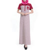 Muslim Women Garments Short Sleeve Robe Stripe Dress   wine red  S - Mega Save Wholesale & Retail - 1