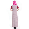 Muslim Women Garments Short Sleeve Robe Stripe Dress   wine red  S - Mega Save Wholesale & Retail - 3