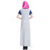 Muslim Women Garments Short Sleeve Robe Stripe Dress  blue   S - Mega Save Wholesale & Retail - 3