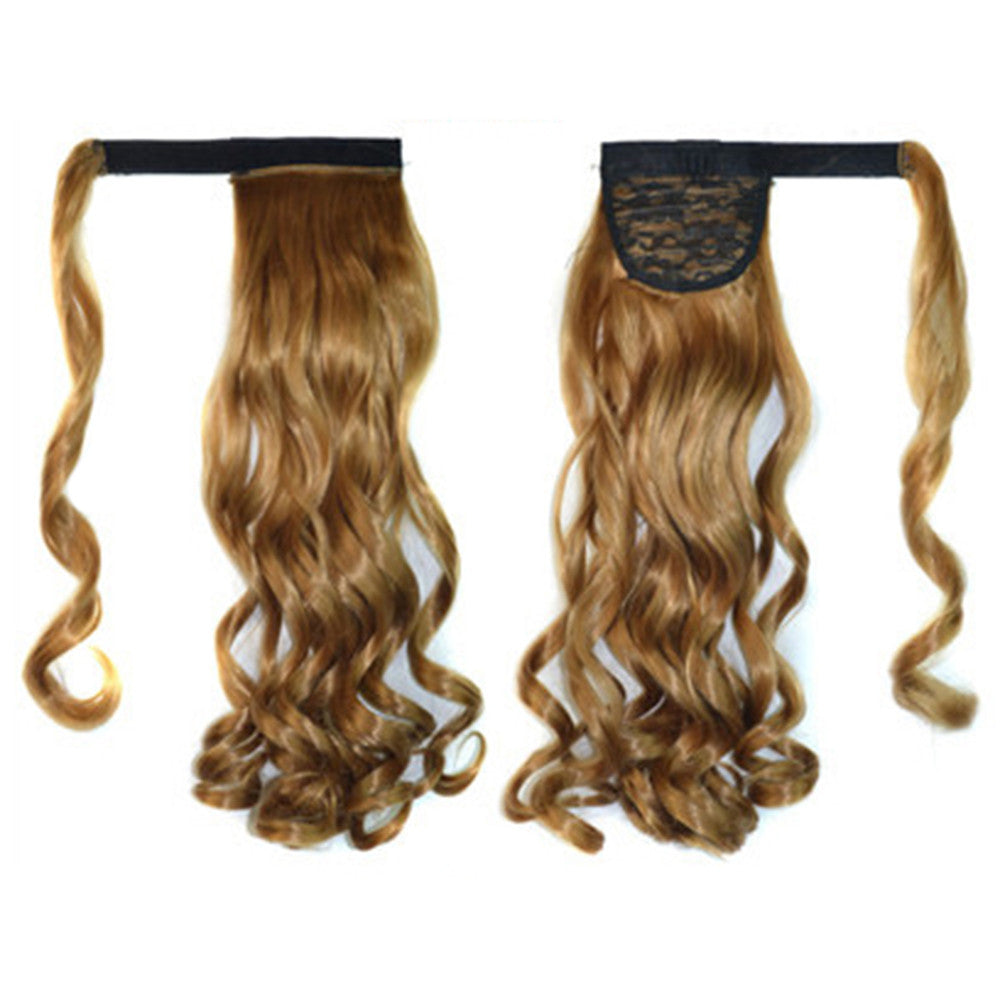 Magic Tape Long Curled Hair Extension Wig    khaki K06-27#