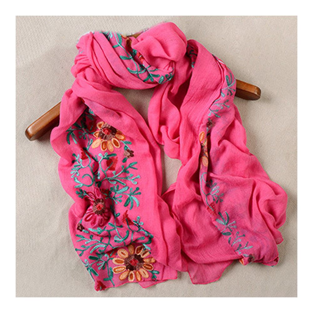 Embroidery Scarf Woman National Style Tippet   rose red - Mega Save Wholesale & Retail