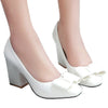 Patent Leather Low-cut Women Thin Shors Round High Heel Plus Size  white  35 - Mega Save Wholesale & Retail