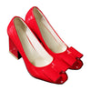 Patent Leather Low-cut Women Thin Shors Round High Heel Plus Size  red - Mega Save Wholesale & Retail