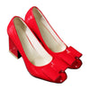 Patent Leather Low-cut Women Thin Shors Round High Heel Plus Size  red  35 - Mega Save Wholesale & Retail