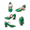 Middle Heel Women Thin Shoes Buckle Low-cut Plus Size   green - Mega Save Wholesale & Retail - 3