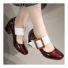 Middle Heel Women Thin Shoes Buckle Low-cut Plus Size   red - Mega Save Wholesale & Retail - 2