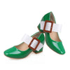 Middle Heel Women Thin Shoes Buckle Low-cut Plus Size   green - Mega Save Wholesale & Retail - 1