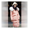Winter Woman Fur Collar Thick Casual Middle Long Down Coat   pink   S - Mega Save Wholesale & Retail - 1