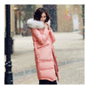 Winter Woman Fur Collar Thick Casual Middle Long Down Coat   pink   S - Mega Save Wholesale & Retail - 2
