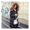 Winter Woman Fur Collar Thick Casual Middle Long Down Coat   black   S - Mega Save Wholesale & Retail - 1