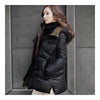 Thick Down Coat Middle Long Plus Size Woman Slim   black    S - Mega Save Wholesale & Retail - 3