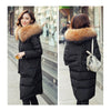 Winter Woman Fur Collar Thick Casual Middle Long Down Coat   black   S - Mega Save Wholesale & Retail - 3