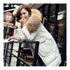 Winter Woman Fur Collar Thick Casual Middle Long Down Coat   grey   S - Mega Save Wholesale & Retail - 1
