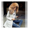 Winter Woman Fur Collar Thick Casual Middle Long Down Coat   grey   S - Mega Save Wholesale & Retail - 3