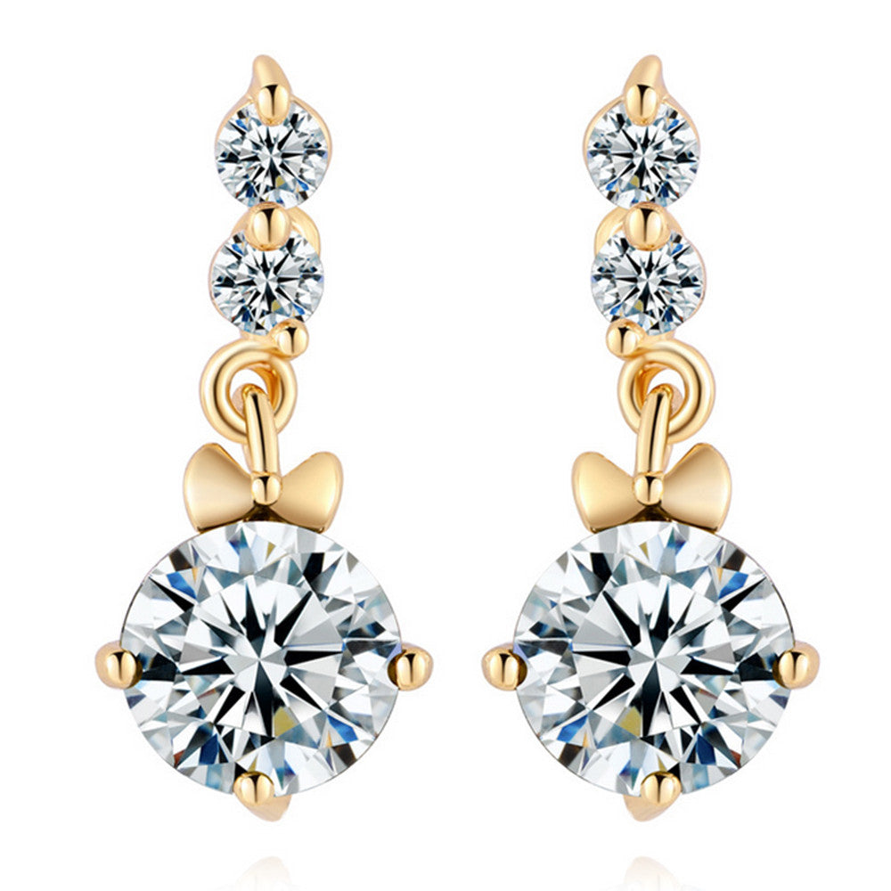 Ear Studs Single-breasted Pave Setting Zircon Ear Accessories    gold plated white zircon - Mega Save Wholesale & Retail - 1