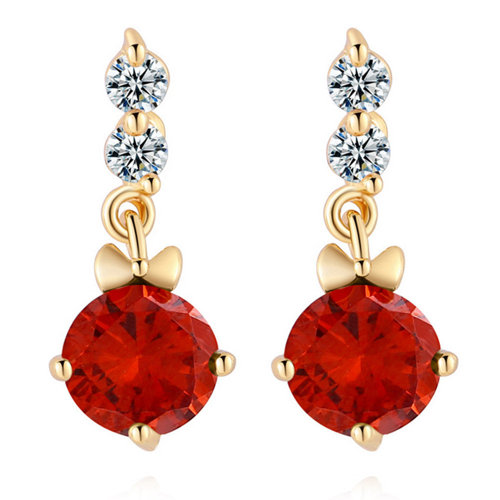 Ear Studs Single-breasted Pave Setting Zircon Ear Accessories   gold plated red zircon - Mega Save Wholesale & Retail - 1