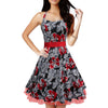 Printing Big Peplum Sleeveless Dress with Belt  red   S - Mega Save Wholesale & Retail - 1