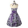 Printing Big Peplum Sleeveless Dress with Belt  purple    S - Mega Save Wholesale & Retail - 2