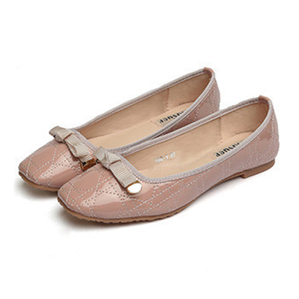 Casual Metal Lace-up Bowknot Plus Size Flat Thin Shoes  pink - Mega Save Wholesale & Retail