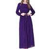 Muslim Chiffon Long Dress Sunday Clothes Robe with Belt   M