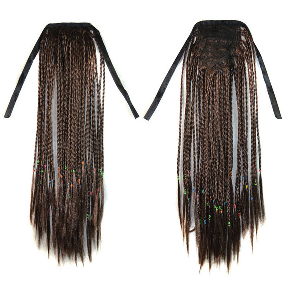 Manual Small Braids Horsetail Bohemian Style Wig brown black