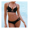 Swimwear Swimsuit Pure Color Push-Ups Women Sexy Bikini  black  S - Mega Save Wholesale & Retail