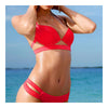 Swimwear Swimsuit Pure Color Push-Ups Women Sexy Bikini  red  S - Mega Save Wholesale & Retail