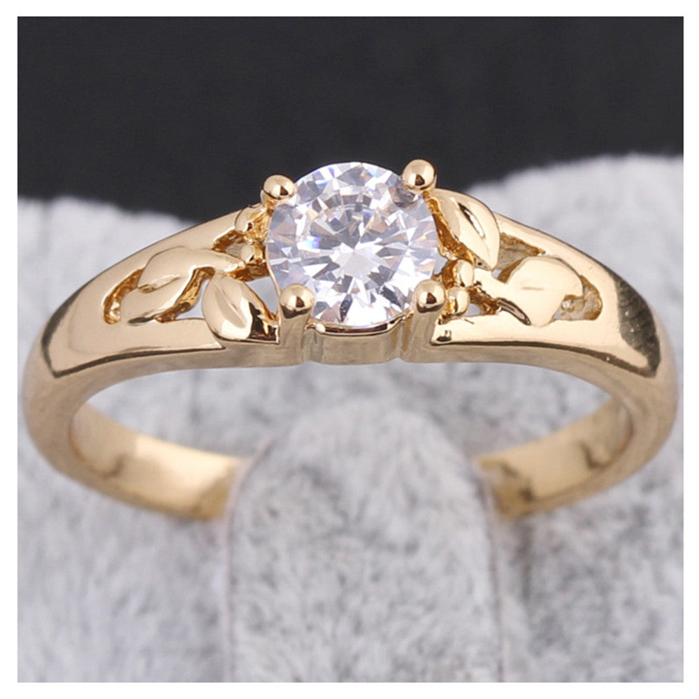 Gold Platinum Plated Zircon Ring    6.5#gold plated yellow - Mega Save Wholesale & Retail - 2