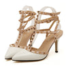 Rivet Multiple Buckle Pointed Chromatic Color Thin High Heel Sandals   white  35 - Mega Save Wholesale & Retail