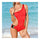 One-shoulder Pure Color Siamesed Swimwear Swimsuit Chains   red  S - Mega Save Wholesale & Retail - 1