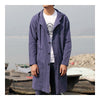 Middle Long Hoodied Wind Coat Man Single-breasted   blue purple   M - Mega Save Wholesale & Retail - 1
