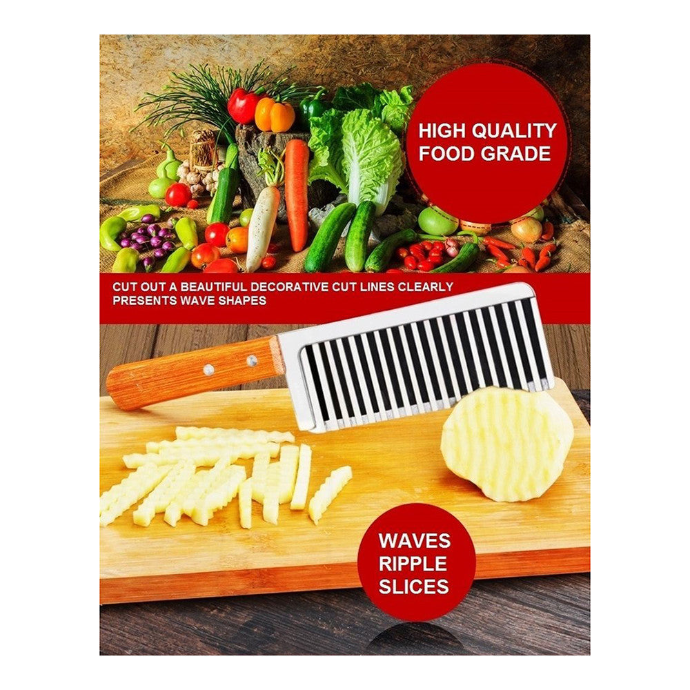 Free shipping French fries wooden handle waves ripple sliced noodles knife handmade knife pull intestinal potatoes Siqie Si device - Mega Save Wholesale & Retail - 2