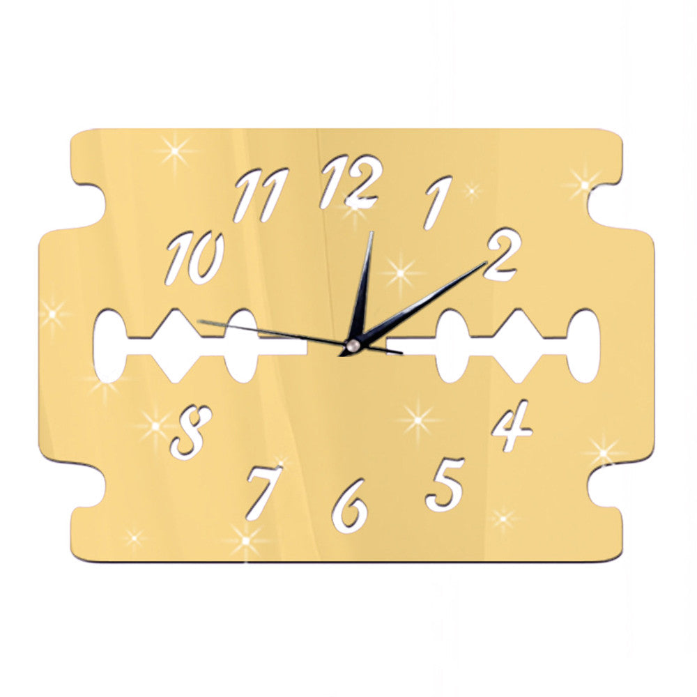 Sticking DIY 3D Acrylic Mirror Wall Clock Blade   golden - Mega Save Wholesale & Retail