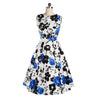 Hepburn Style Woman Dress Slim Vintage A-line Skirt   blue   S - Mega Save Wholesale & Retail - 1