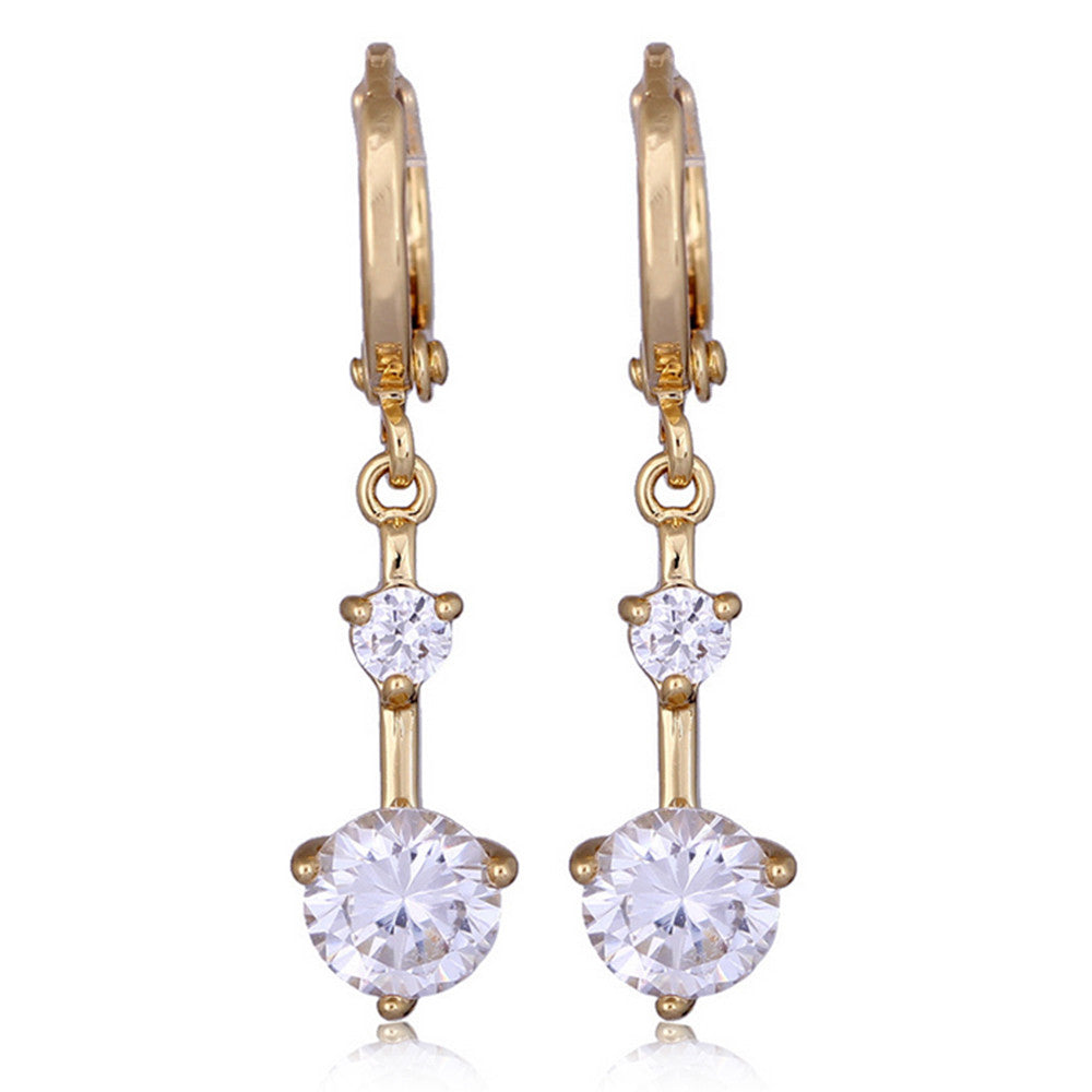18K Gold Galvanized Zircon Earrings   white - Mega Save Wholesale & Retail - 1