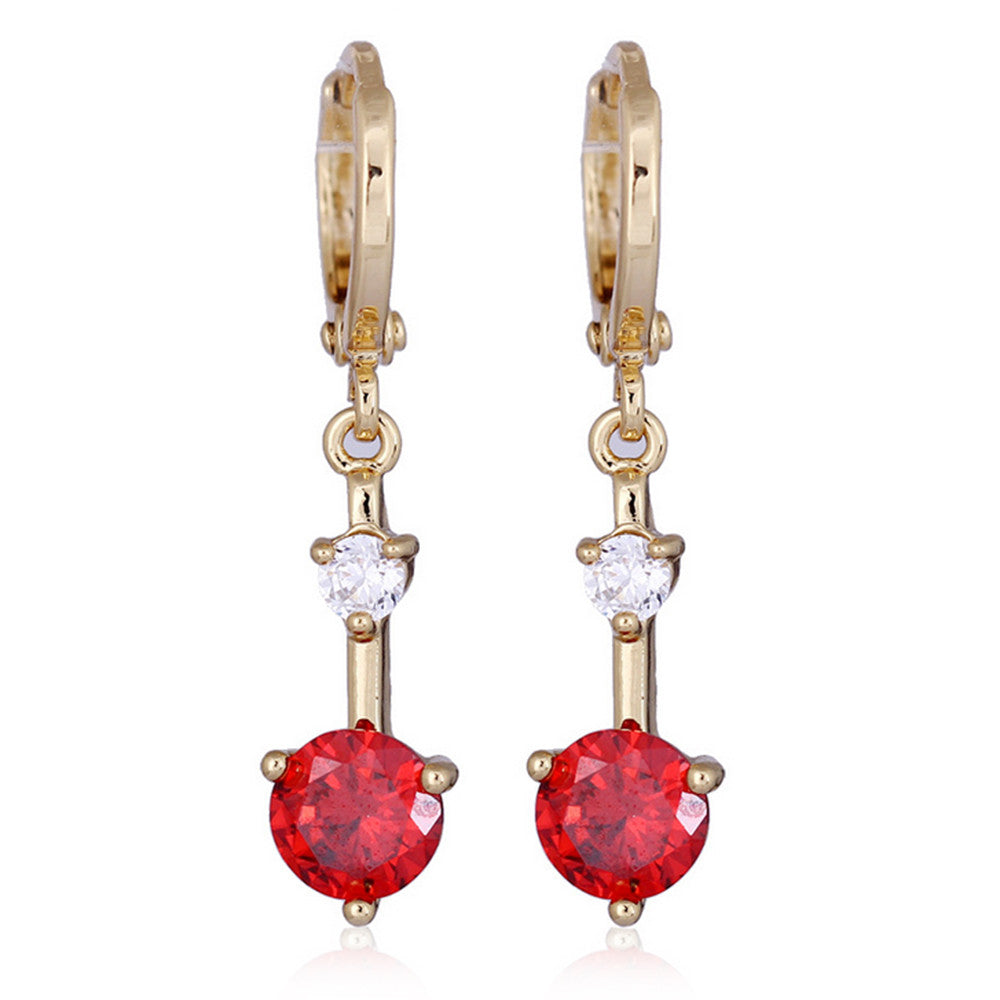 18K Gold Galvanized Zircon Earrings   red - Mega Save Wholesale & Retail - 1