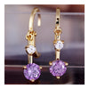 18K Gold Galvanized Zircon Earrings   purple - Mega Save Wholesale & Retail - 2