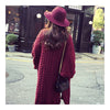 Puff Sleeve Cardigan Loose Knitwear Sweater Coat   wine red - Mega Save Wholesale & Retail - 3