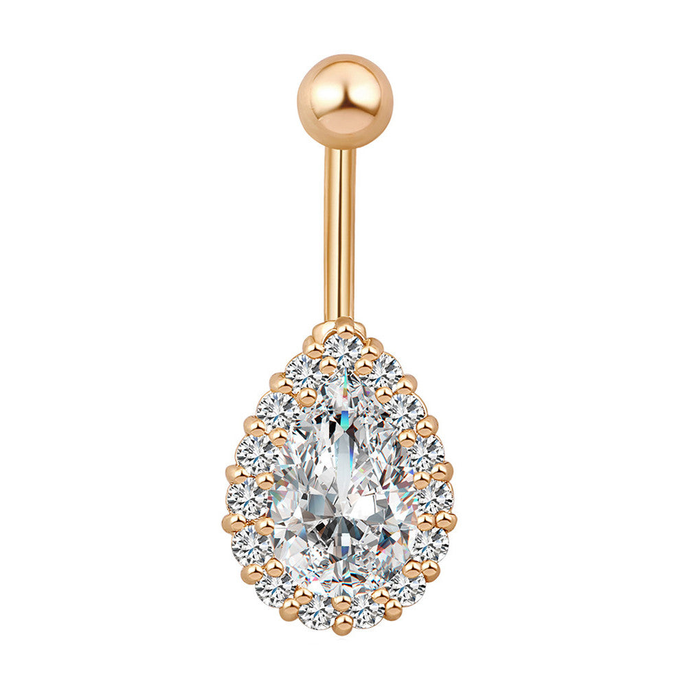 Fashionable Big Water-drop Zircon Navel Nail Ring Body Pucture    gold plated white zircon - Mega Save Wholesale & Retail - 1