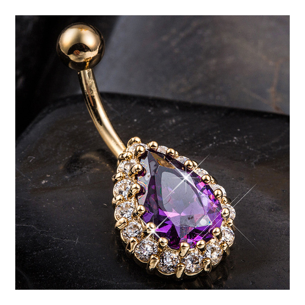 Fashionable Big Water-drop Zircon Navel Nail Ring Body Pucture    gold plated purple zircon - Mega Save Wholesale & Retail - 2