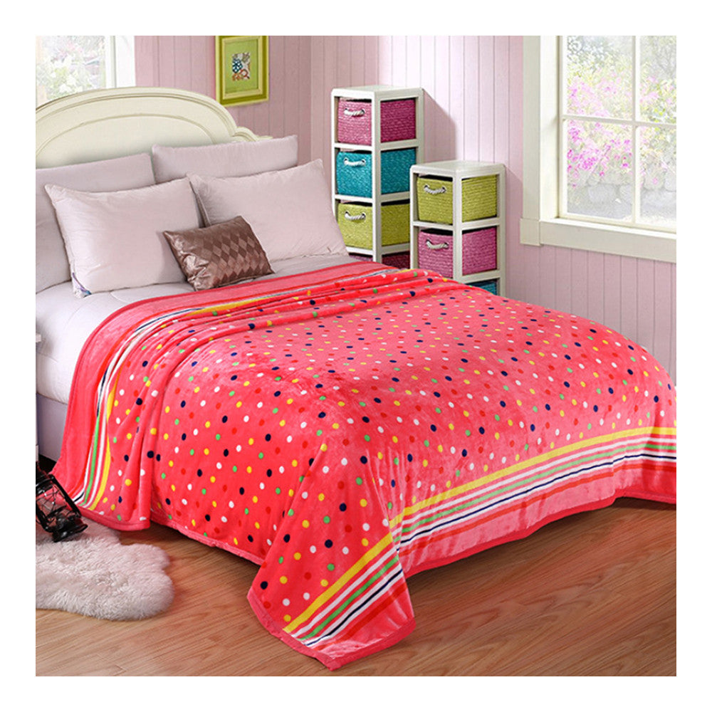 Fashionable Dots Thick Mink Cashmere Flannel Blanket Throw Gift Child single Queen   200x230cm - Mega Save Wholesale & Retail - 1