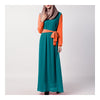 Summer Dress Muslim Splicing Bowknot Chiffon Dress    blue+orange