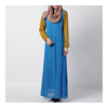 Summer Dress Muslim Splicing Bowknot Chiffon Dress    lake blue+yellow