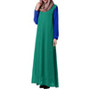 Summer Dress Muslim Splicing Bowknot Chiffon Dress   green+blue