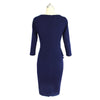 Woman Solid Color Pencil Skirt Slim Dress  navy   S - Mega Save Wholesale & Retail - 2