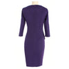 Woman Solid Color Pencil Skirt Slim Dress   purple   S - Mega Save Wholesale & Retail - 2