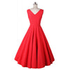 Hepburn Style Pleated Skirt Slim Sleeveless Dress   red   S - Mega Save Wholesale & Retail - 2